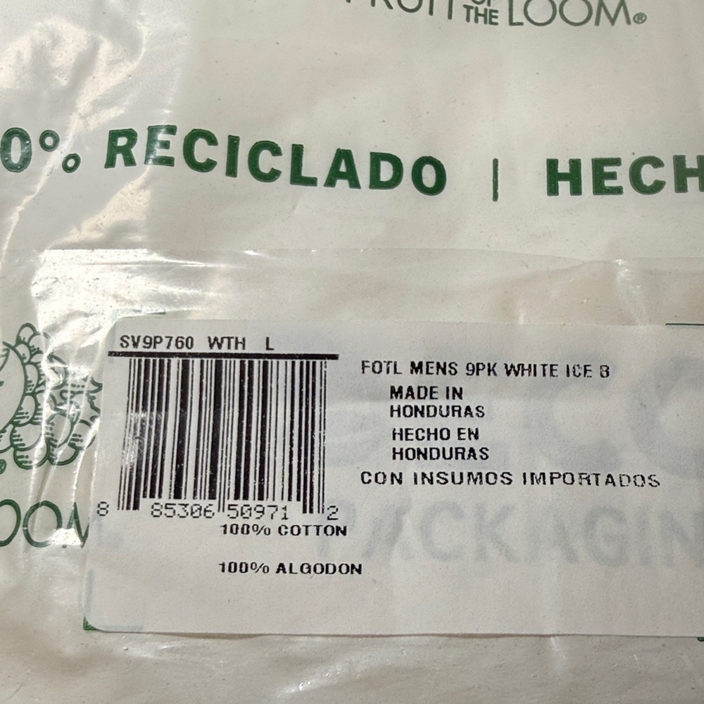 Fruit of the Loom Men's White Briefs Underwear 9 Pack Large - Picture 3 of 7